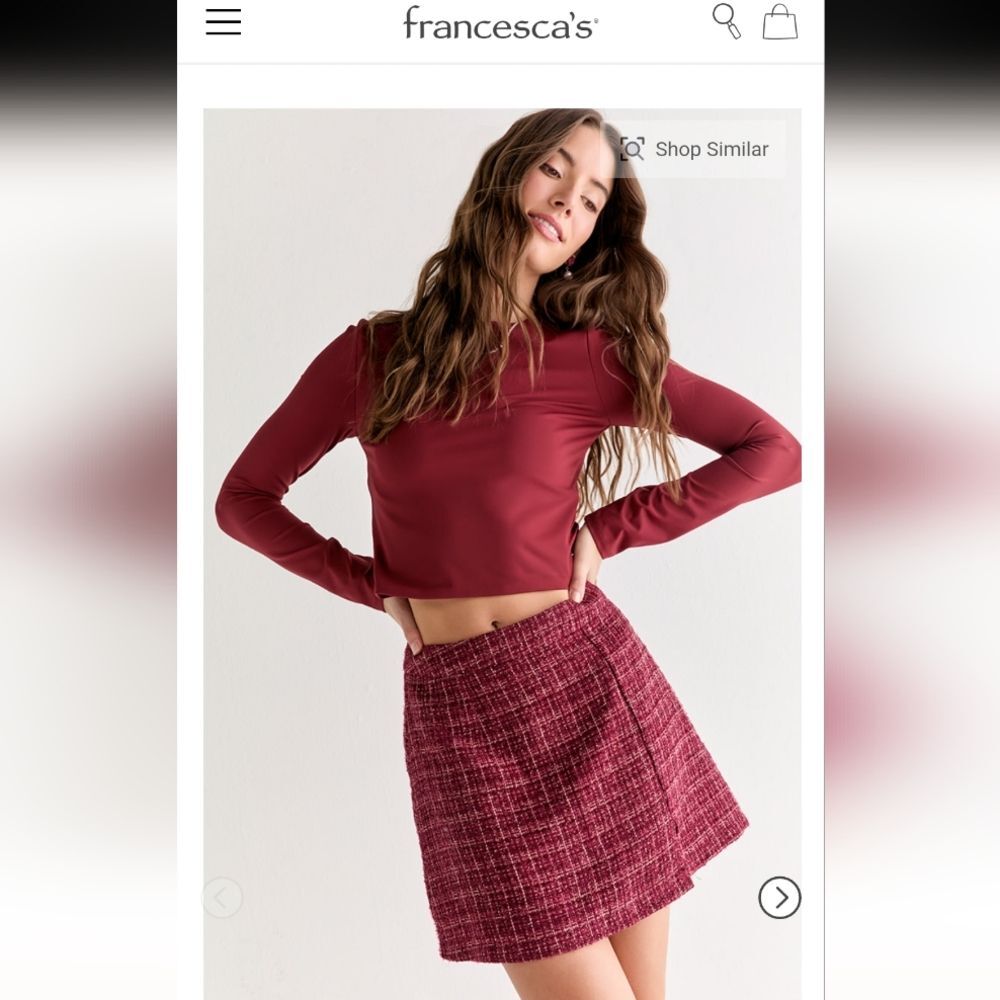 NWT Francesca's Collections Burgundy Mini Skirt
